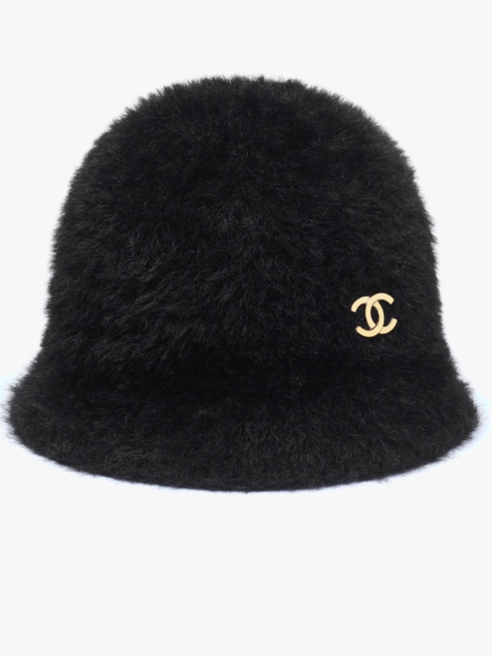 Fashion Cloche Hat Letter C 2026 Black with Gold Tone Metal Accent - Picture 3 of 5